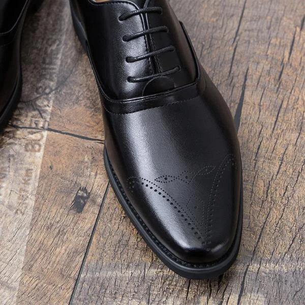 Handmade Men Black Leather Stylish Brogue Lace Up Dress Shoes, Office Shoes