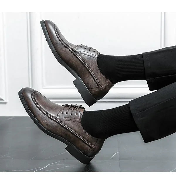 Handmade Men Classic Brown Leather Derby Lace Up Dress Shoes, Office Shoes