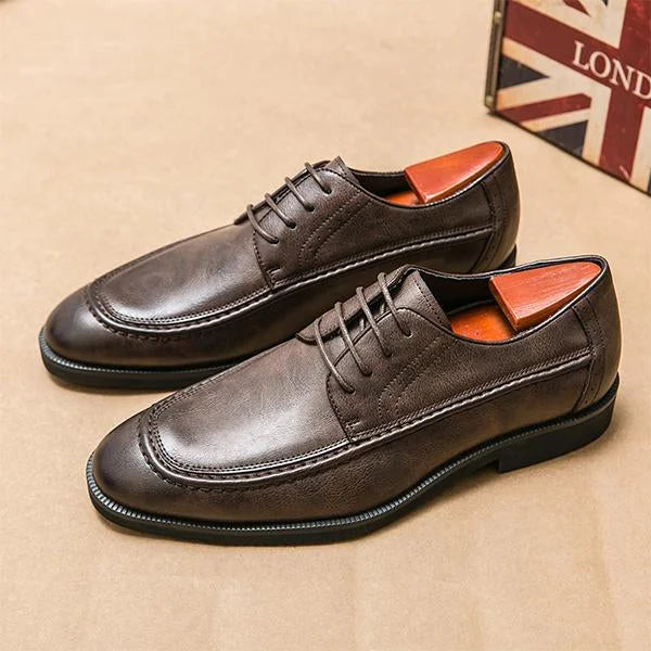 Handmade Men Classic Brown Leather Derby Lace Up Dress Shoes, Office Shoes