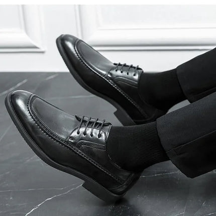 Handmade Men Classic Black Leather Derby Lace Up Dress Shoes, Office Shoes