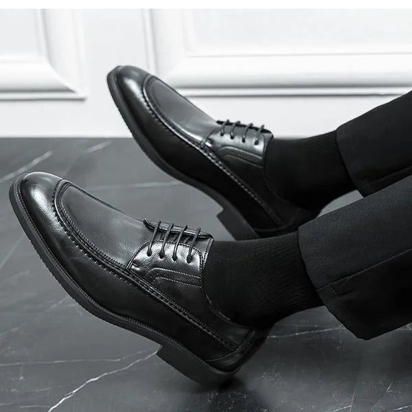 Handmade Men Classic Black Leather Derby Lace Up Dress Shoes, Office Shoes