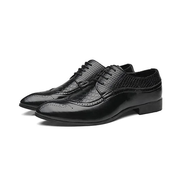 Handmade Men Black Crocodile Leather Derby Office Shoes, Lace Up Dress Shoes