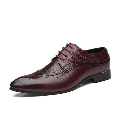 Handmade Men Burgundy Crocodile Leather Derby Office Shoes, Lace Up Dress Shoes