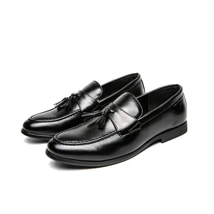 Handmade Men Black Leather Penny Tassels Moccasins , Slip Ons Dress Shoes