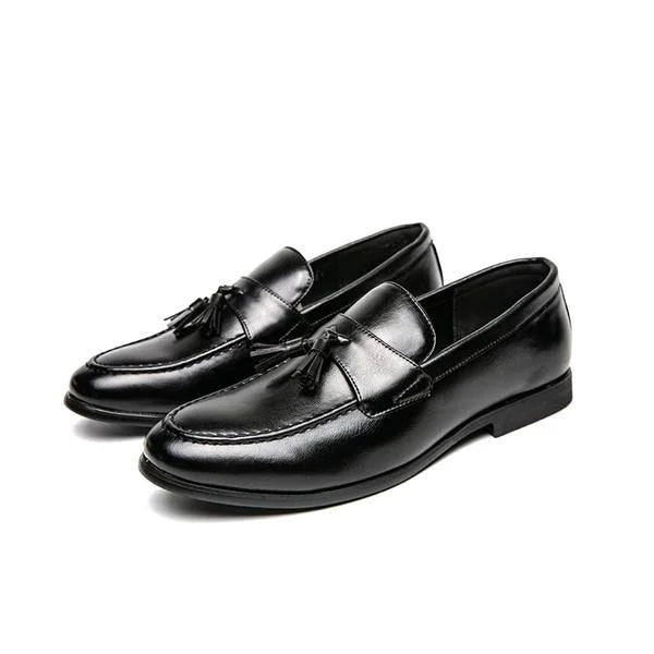 Handmade Men Black Leather Penny Tassels Moccasins , Slip Ons Dress Shoes