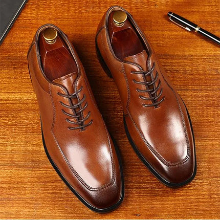 Handmade Men Tan Whole Cut Leather Lace Up Business Shoes, Office Shoes