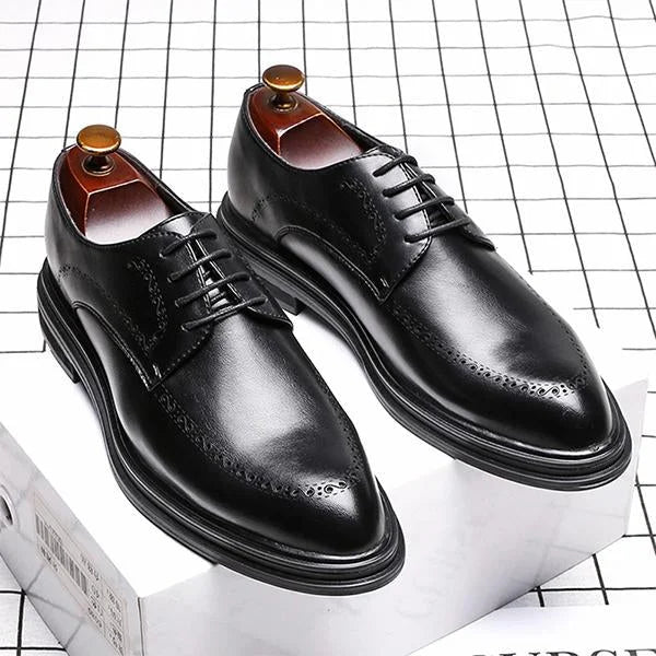 Handmade Men Black Derby Brogue Leather Lace Up Dress Shoes, Office Shoes