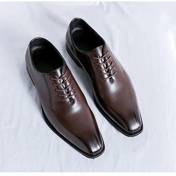 Handmade Men Lace Up Leather Dark Brown Dress Shoes, Office Shoes, Wedding Wear