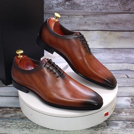 Handmade Shaded Brown Men Lace Up Dress Shoes, Office Shoes, Wedding Wear