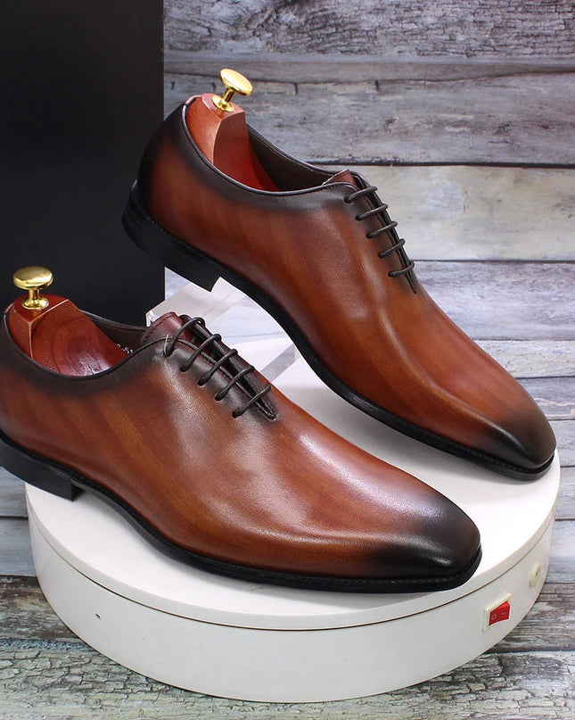 Handmade Shaded Brown Men Lace Up Dress Shoes, Office Shoes, Wedding Wear