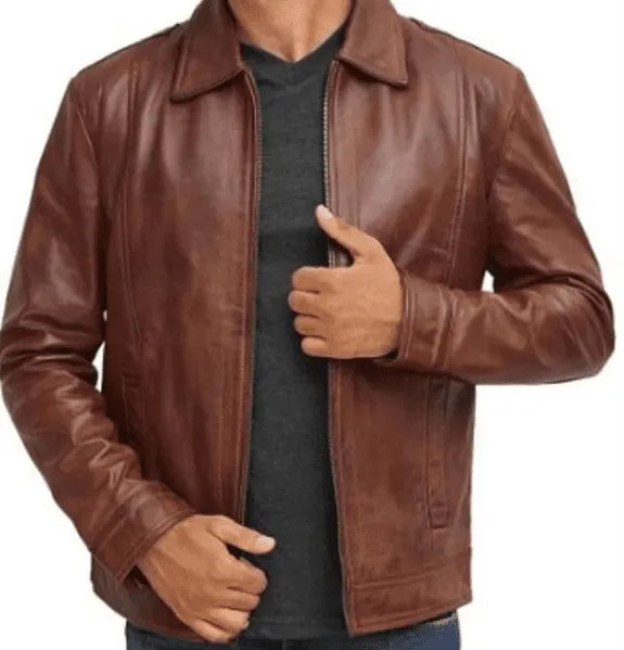 Handmade Brown Biker Jacket For Men, Mot Leather Coat Jacket For Men