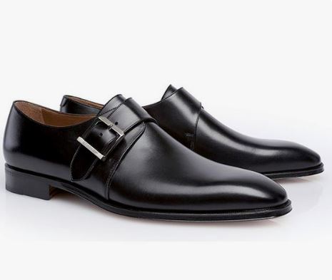 Men’s Black Single Monk Strap Formal Dress Handmade Shoes , Leather Shoes, Business Dress Shoes