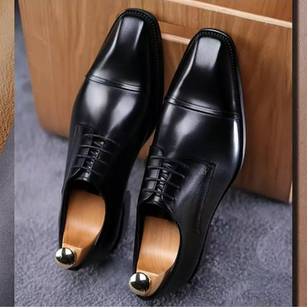 Handmade Mens Black Lace Up Tuxedo Shoes, Men Leather Oxford Shoes, Formal Shoes