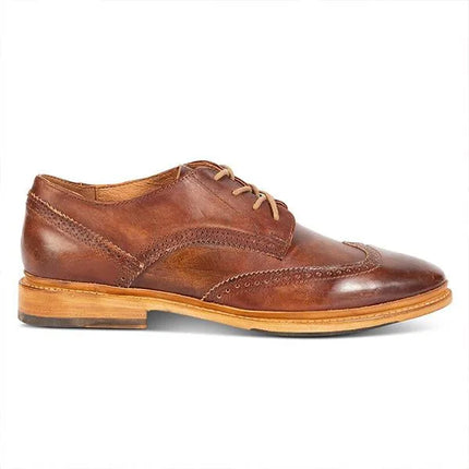 Handmade Men Classic Brown Leather Wing Tip Lace Up Brogue Shoes, Derby Shoes