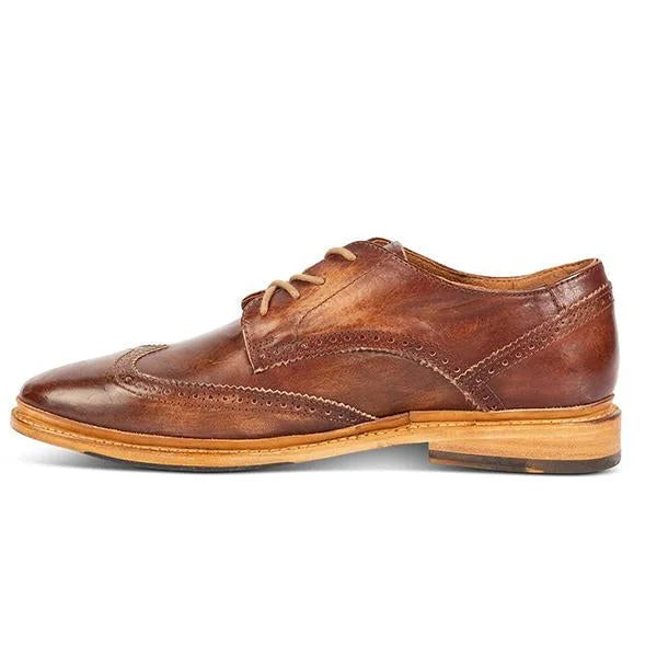 Handmade Men Classic Brown Leather Wing Tip Lace Up Brogue Shoes, Derby Shoes