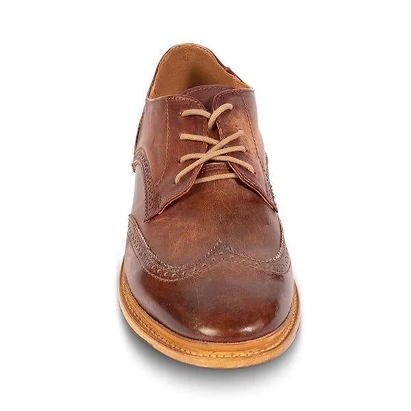 Handmade Men Classic Brown Leather Wing Tip Lace Up Brogue Shoes, Derby Shoes