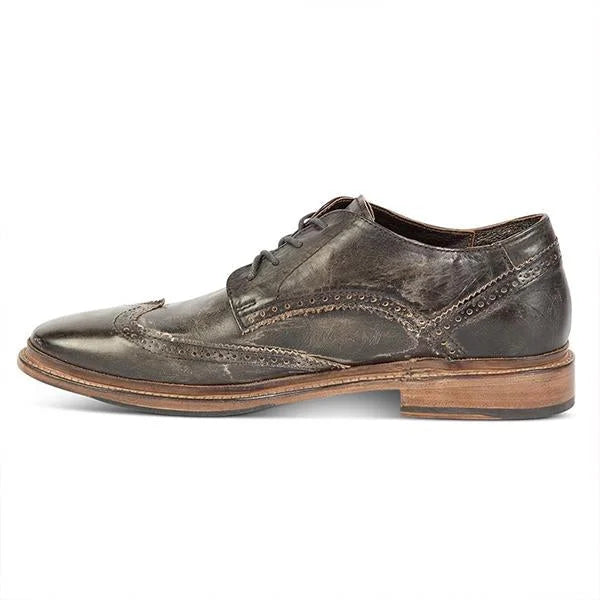 Handmade Men Classic Black Leather Wing Tip Lace Up Brogue Shoes, Derby Shoes