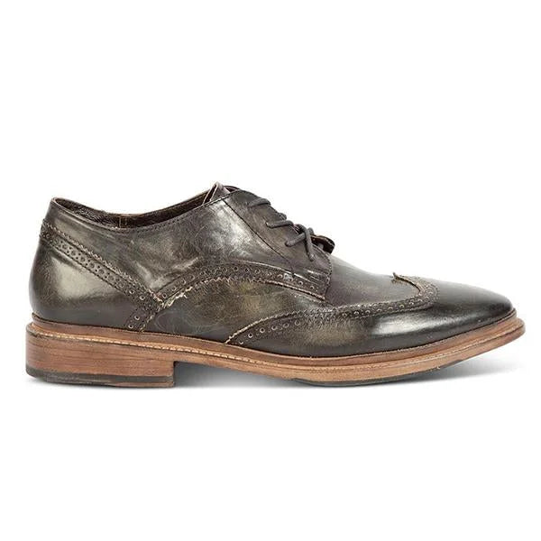 Handmade Men Classic Black Leather Wing Tip Lace Up Brogue Shoes, Derby Shoes