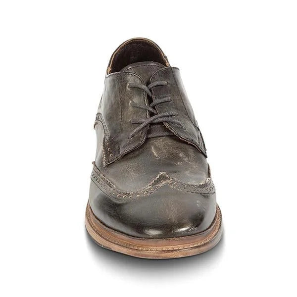 Handmade Men Classic Black Leather Wing Tip Lace Up Brogue Shoes, Derby Shoes