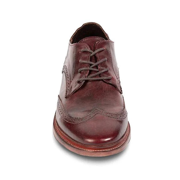 Handmade Men Classic Burgundy Leather Wing Tip Lace Up Brogue Shoes, Derby Shoes