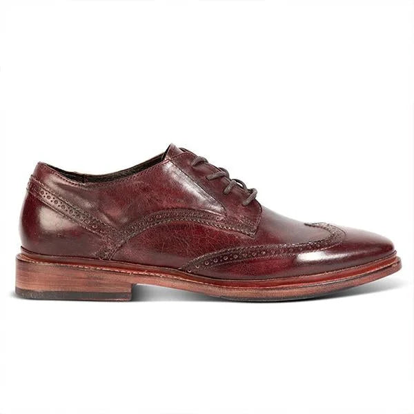 Handmade Men Classic Burgundy Leather Wing Tip Lace Up Brogue Shoes, Derby Shoes