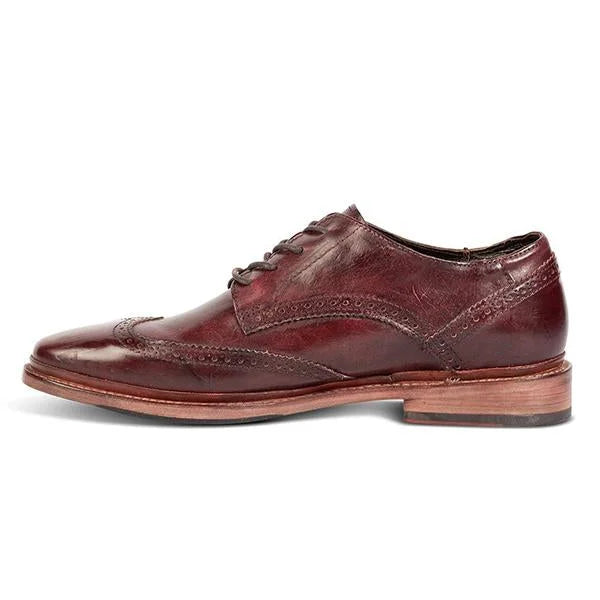 Handmade Men Classic Burgundy Leather Wing Tip Lace Up Brogue Shoes, Derby Shoes