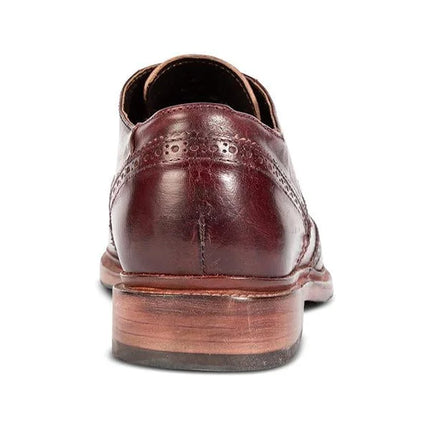 Handmade Men Classic Burgundy Leather Wing Tip Lace Up Brogue Shoes, Derby Shoes