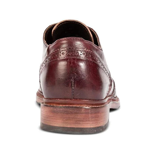 Handmade Men Classic Burgundy Leather Wing Tip Lace Up Brogue Shoes, Derby Shoes