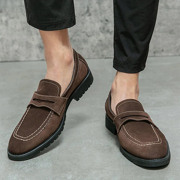 Handmade Men Dark Brown Suede Moccasins Dress Shoes, Office Slip Ons Shoes