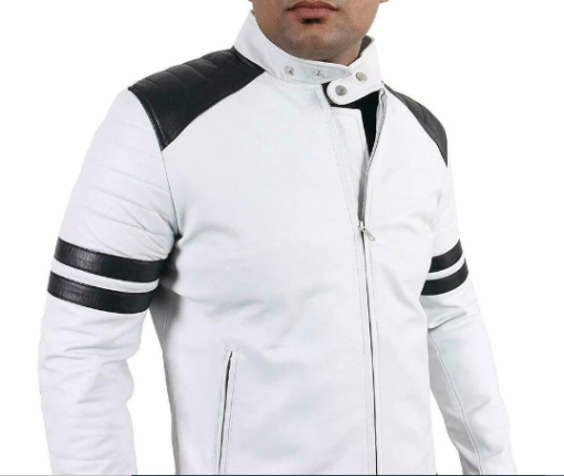 Handmade Men’s White Leather Jacket, Motorcycle Jacket, Real Moto Fashion Leather Jacket For Men
