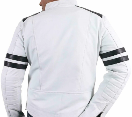 Handmade Men’s White Leather Jacket, Motorcycle Jacket, Real Moto Fashion Leather Jacket For Men