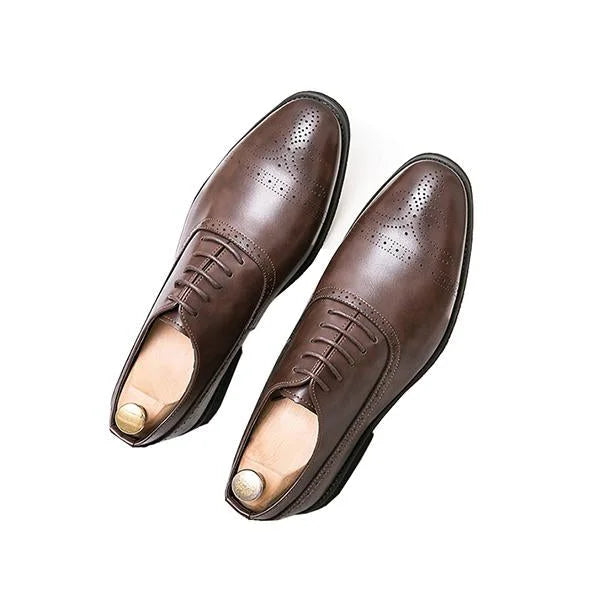 Handmade Men Dark Brown Leather Stylish Lace Up Dress Shoes, Formal Brogue Shoes