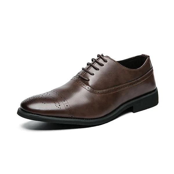 Handmade Men Dark Brown Leather Stylish Lace Up Dress Shoes, Formal Brogue Shoes