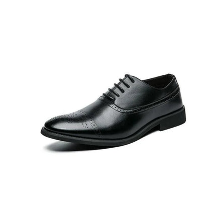 Handmade Men Black Leather Stylish Lace Up Dress Shoes, Formal Brogue Shoes