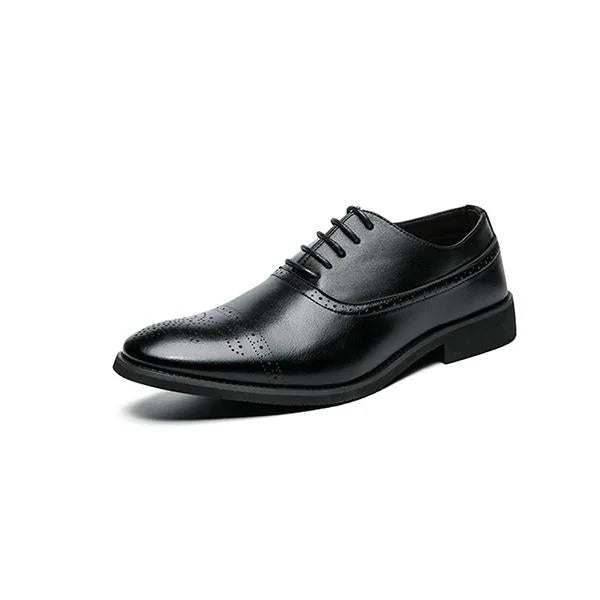 Handmade Men Black Leather Stylish Lace Up Dress Shoes, Formal Brogue Shoes