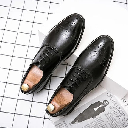 Handmade Men Black Leather Stylish Lace Up Dress Shoes, Formal Brogue Shoes