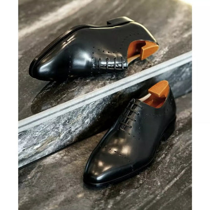 Mens Black Tuxedo Handmade Dress Shoes, Men Leather Oxford Shoes, Shoes for Men