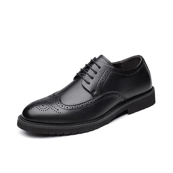 Handmade Men Black Wing Tip Derby Brogue Shoes, Formal Lace Up Dress Shoes