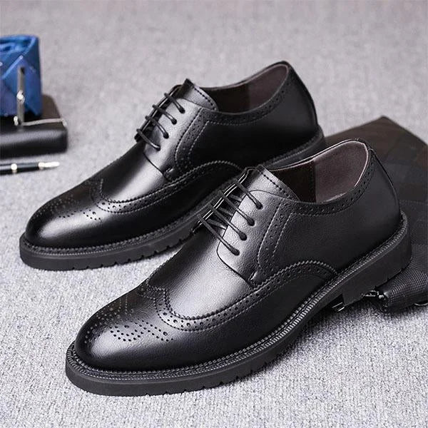 Handmade Men Black Wing Tip Derby Brogue Shoes, Formal Lace Up Dress Shoes