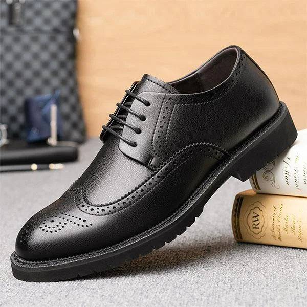 Handmade Men Black Wing Tip Derby Brogue Shoes, Formal Lace Up Dress Shoes