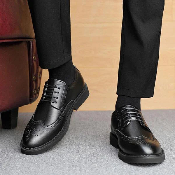 Handmade Men Black Wing Tip Derby Brogue Shoes, Formal Lace Up Dress Shoes