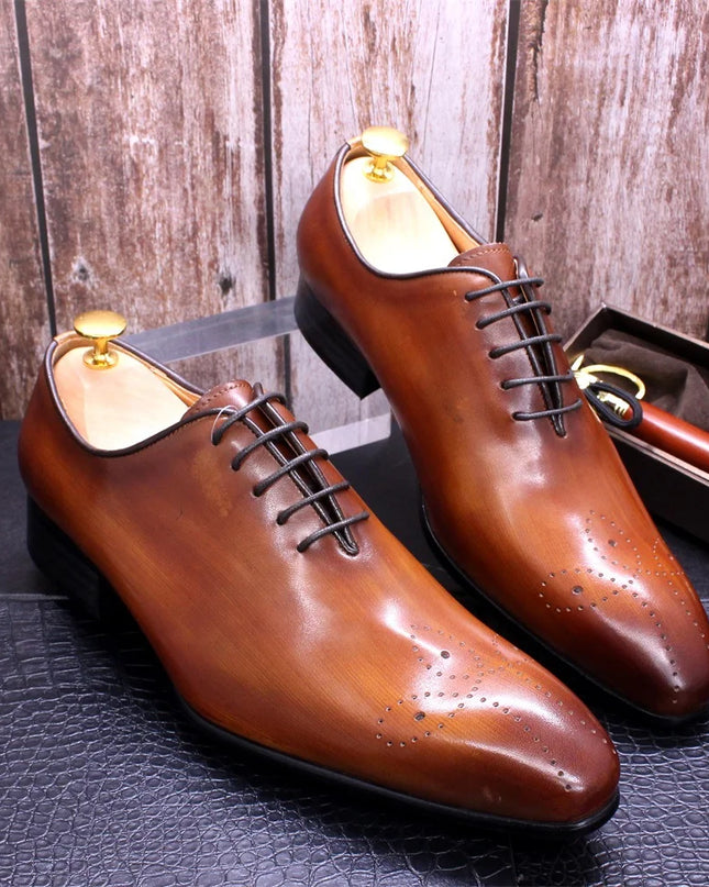 Handmade Men Shaded Brown Brogue Laces Shoes, Formal Lace Up Business Shoes