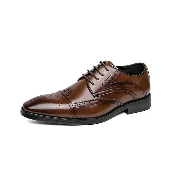 Handmade Men Brogue Dark Brown Wing Tip Shoes, Formal Lace Up Business Shoes