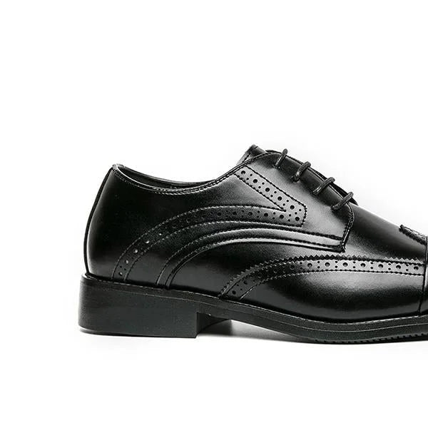 Handmade Men Brogue Black Wing Tip Shoes, Formal Lace Up Business Shoes