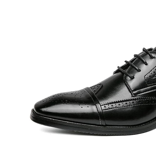 Handmade Men Brogue Black Wing Tip Shoes, Formal Lace Up Business Shoes