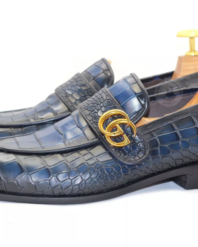 Tailor made Men's Crocodile Print Leather Slip On Loafers Dress moccasin Shoes