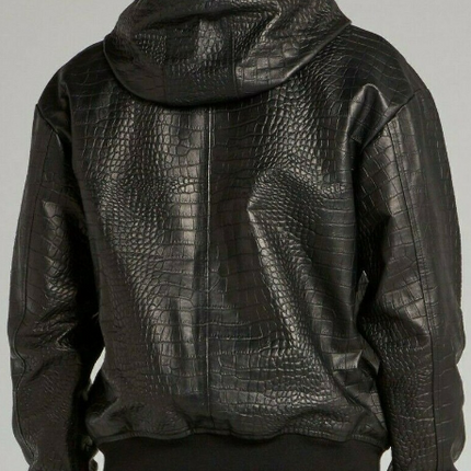 Handmade Men’s Black Leather Jacket, Moto Biker Jacket, Hooded Jacket For Men