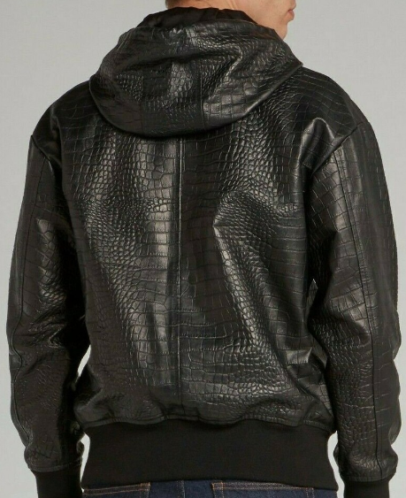 Handmade Men’s Black Leather Jacket, Moto Biker Jacket, Hooded Jacket For Men