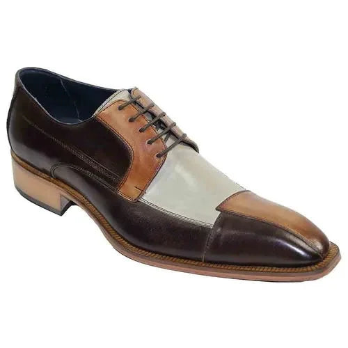Handmade Men Three Tone Lace Up Leather Dress Shoes, Formal Derby Shoes For Mens