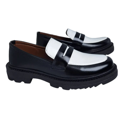 Handmade Men Black & White Leather Moccasins Dress Shoes, Office Mens Loafers